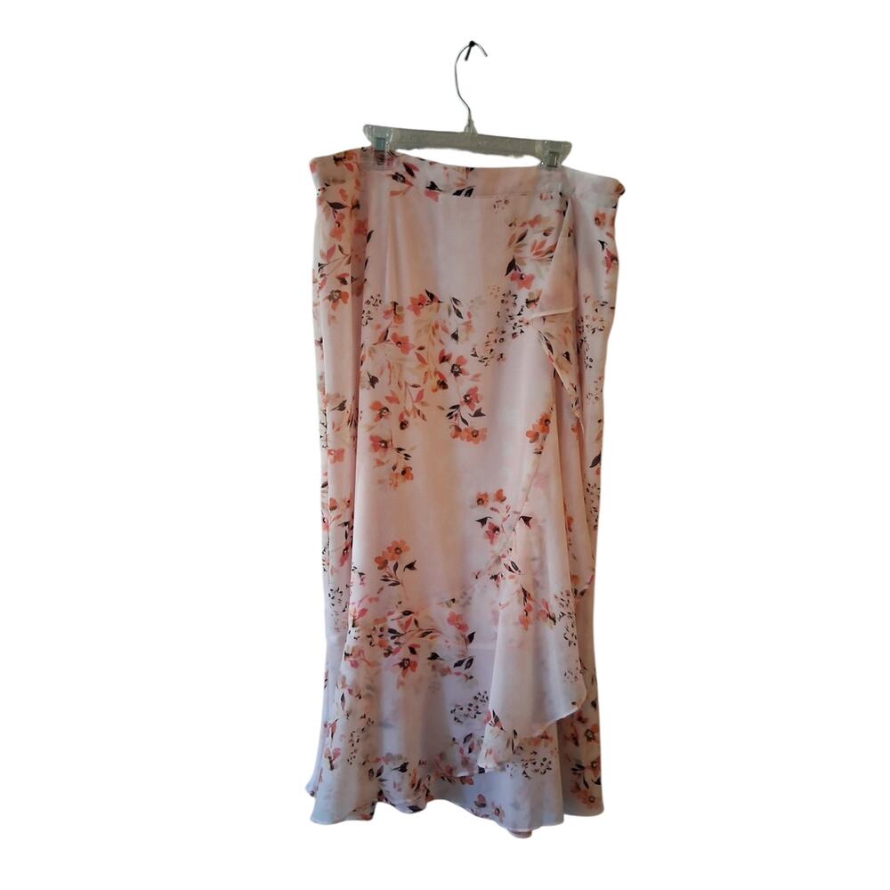 Calvin Klein Blush Pink Floral Midi Skirt Cottagecore Prairie Vintage 90s - Picture 2 of 6